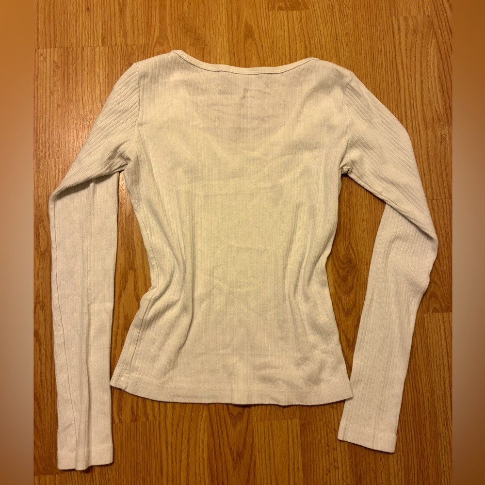 Brandy Melville white v neck long sleeve